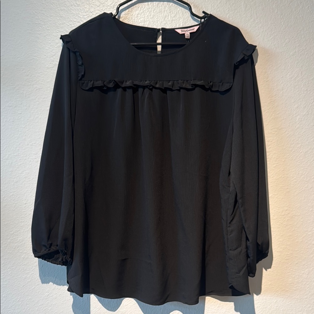Elegant Black Ruffle Blouse